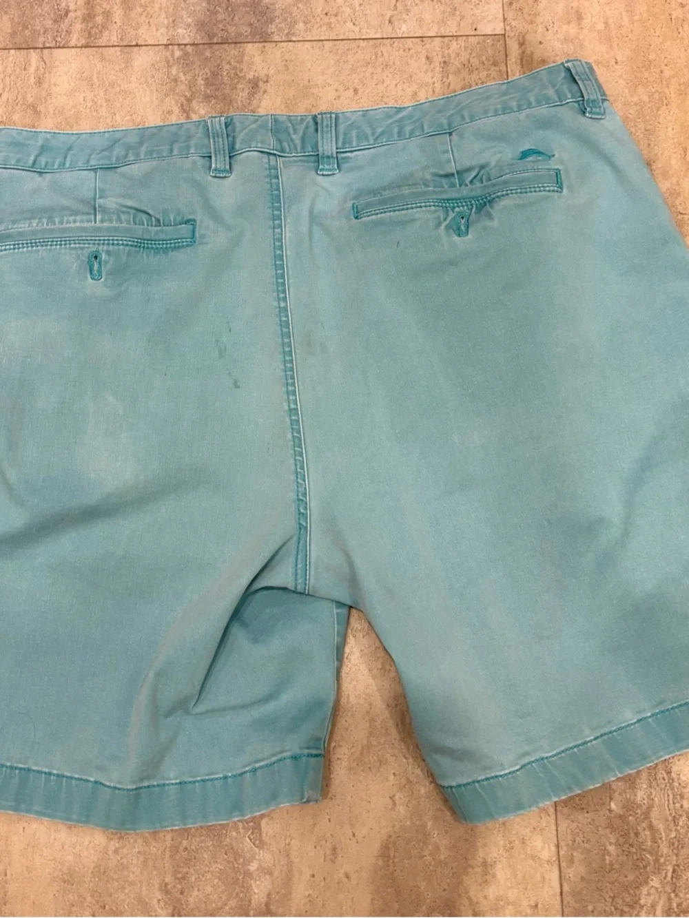 2 Pairs of Tommy Bahama Aqua and Light Blue Flat-Front Cotton Shorts